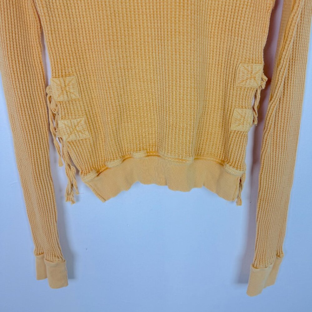 Free People Interlaken Cropped Thermal Waffle Knit Long Sleeve Top Size Small S - Picture 11 of 11